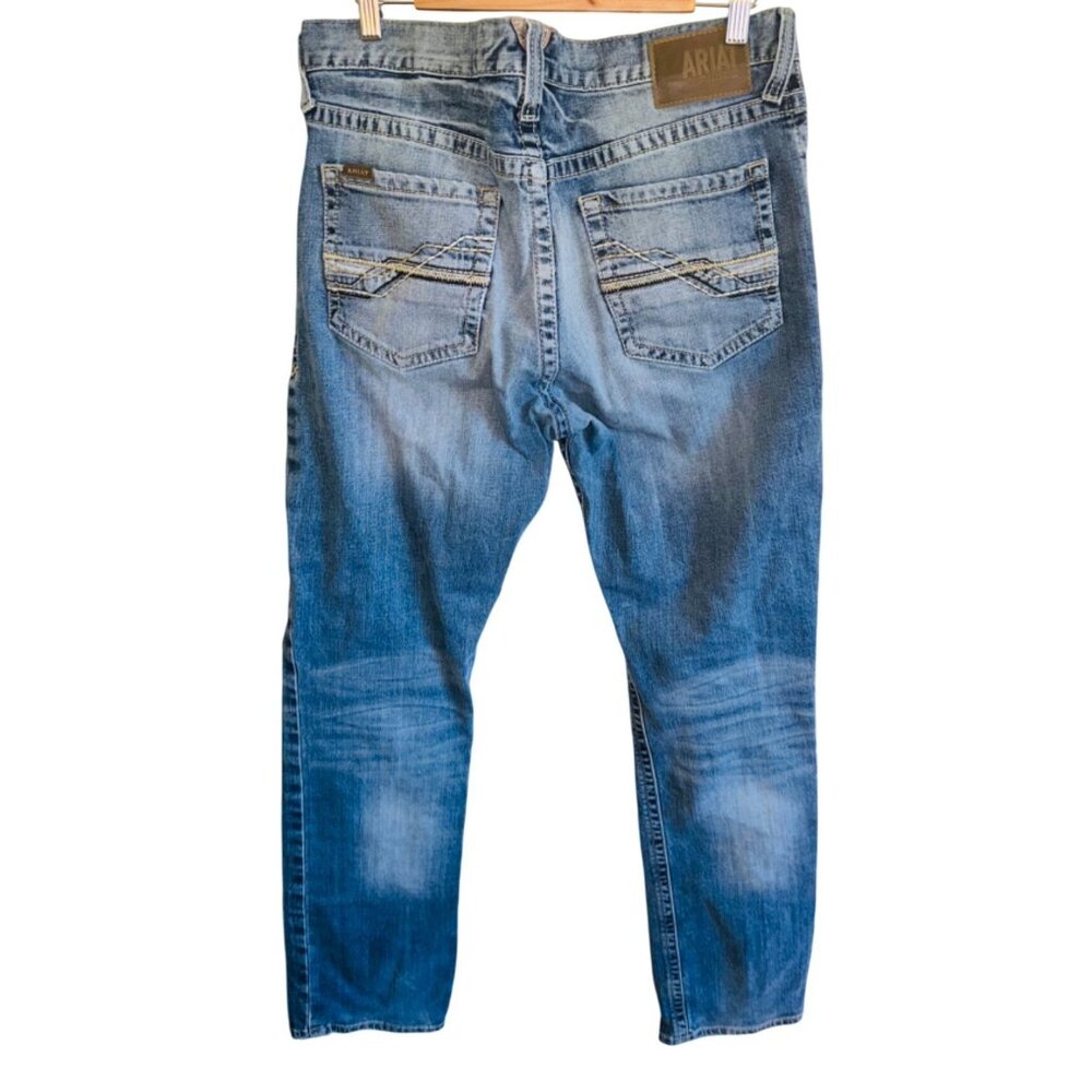 Ariat M4 Low Rise Straight Leg Fit Denim Distressed Jeans 35x36 Western Cowboy - Picture 2 of 11